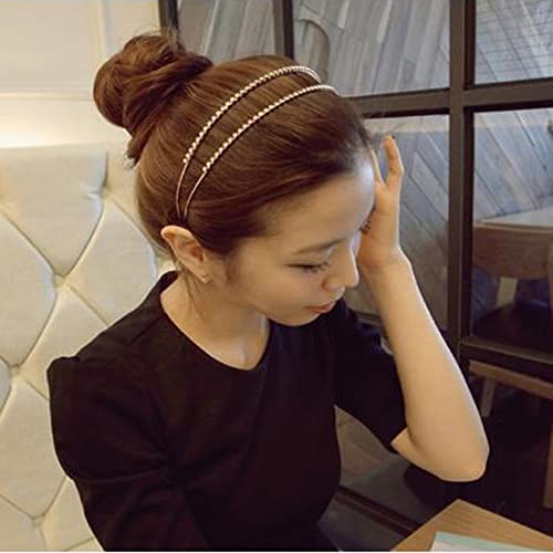 Mllxon 2 Pcs Rhinestone Headband, Fashion Crystal Headbands Gold Metal Headpiece Headdress For Women Girl (Gold) #TOP4