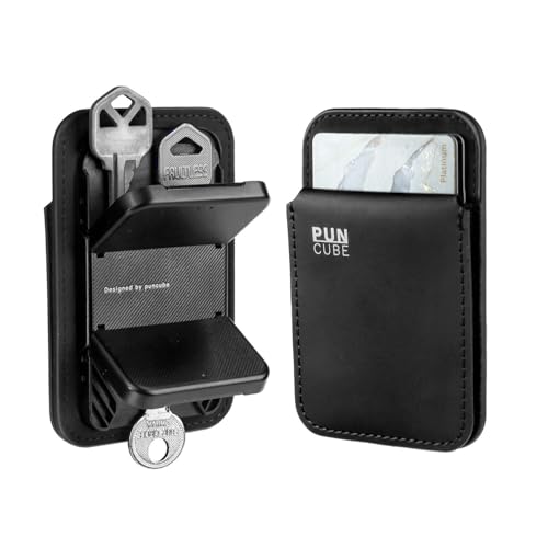 PUNCUBE Minimal Wallet 3.0 - Sleek, Functional Genuine Leather Wallet with Key Holder and AirTag Integration - Stay Organized and Connected (Key holder)