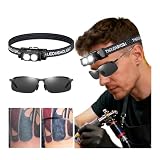 JZsmpmu Polarized Tattoo Headlamp Kit with Tattoo Vision Glasses, Anti-Glare LED Tattoo Work Light for Color Packing, Touch-Ups, Ink Saturation & Fine Detail Tattooing