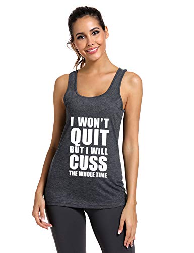 Fannoo Tank Tops For Women-Womens Funny Saying Fitness Workout Racerback Tank Tops Sleeveless Shirts Grey #TOP3