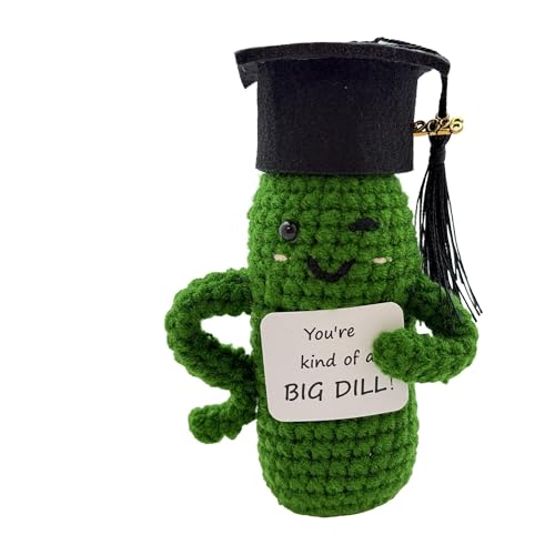 Primo Lines Graduation Pickle Doll – Whimsical 2026 Graduation Gift, Handmade Crochet Plush with...