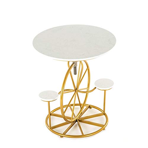 Mini Coffee Table/Side Table, Height Adjustable, Marble Storage Tablet