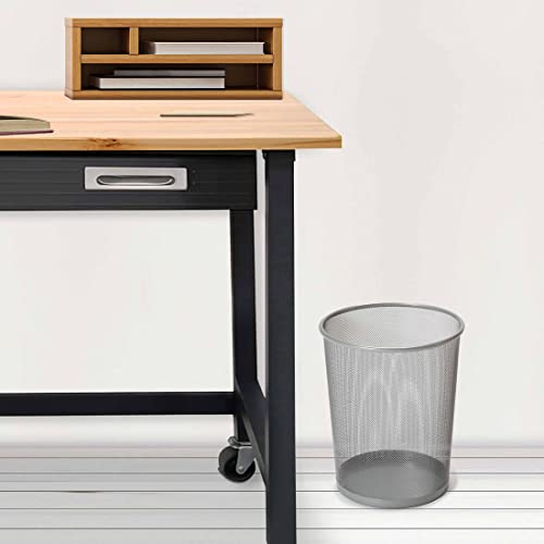 Seville Classics Small Cylinder Trash Can For Home Or Office, 6 Gallon Mesh Round Bins, Lightweight, Steel Wastebasket Set For Garbage Or Recycle, 2-Pack, Silver #TOP6