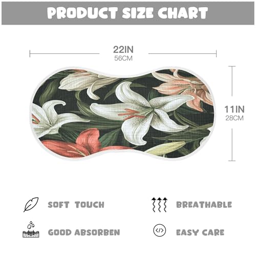 Pretty Lilies Baby Burp Cloths, Cotton Soft Absorbent Burp Cloth, Baby Bib Cloths Spit Up Rags for Newborn Boys Girls, 2 Pack, 22”x11”4
