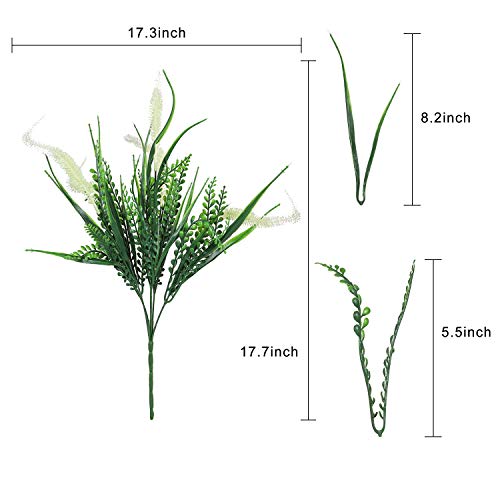 Clong 8Pcs Artificial Flowers For Outdoor Plants Faux Plastic Plant Fake Flower Uv Resistant Plants(White Setaria) #TOP4