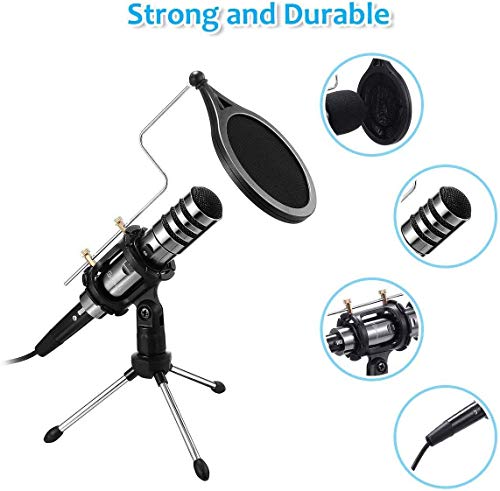 Recording Microphone, Eivotor 3.5Mm Condenser Microphone Plug And Play, Pc Microphone With Filter Suitable For Podcasting, Voice Recording, Skype, Youtube, Games, Laptop, Computer, Phone #TOP4