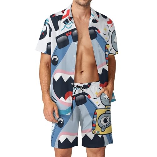 Chemise hawaïenne requin homme pour ne plus souffrir de la chaleur en ensemble plage S