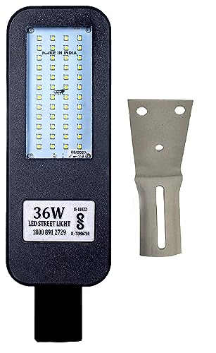 PE Plastic 36 Watt BIS Approved Electric-Corded LED Street Light Waterproof IP65 Body, 140 Per Watt Lumens With 2 Years Warranty With Free Wall Clamp, White PE Plastic 36 Watt BIS Approved Electric-Corded LED Street Light Waterproof IP65 Body, 140 Per Watt Lumens With 2 Years Warranty With Free Wall Clamp, White