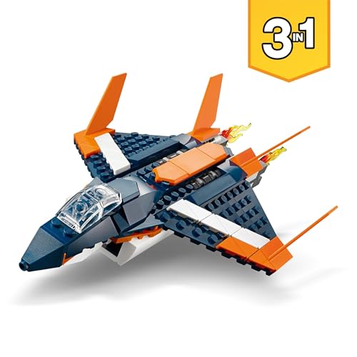 LEGO 31126 Creator 3-in-1 Überschalljet, Flugzeug, Hubschrauber und Boot, 3 Modelle zum Bauen, Spielzeug ab 7 Jahre – Ansicht 2
