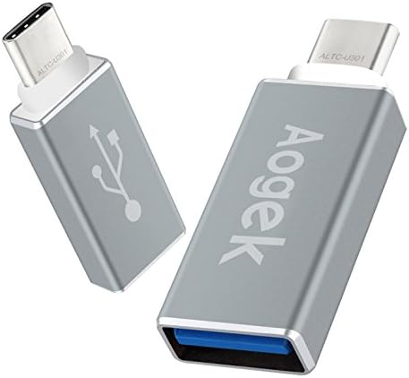 Aogek USB Type C Kit, Type C to USB 3.0 Adapter (2 PCS), for Apple New MacBook 12'', Chromebook Pixel, Nexus 6P, Nexus 5x, Nokia N1, One Plus 2 and Other Devices (Gray)