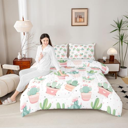 Image of Feelyou Cute Cactus Comforter Set for Girls Kids