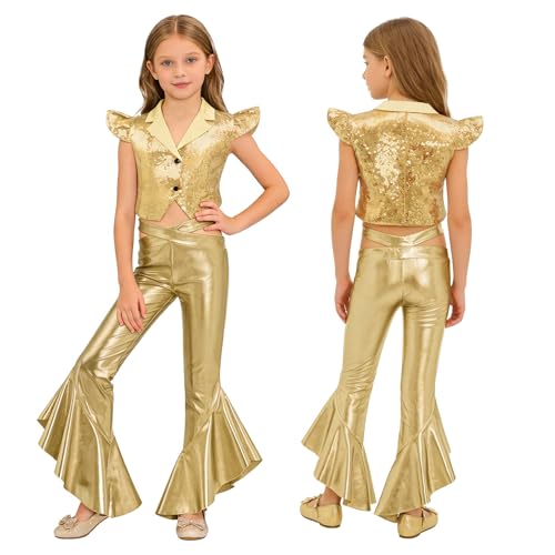 Pantalons danse métalliques pour filles costumes de fête et vêtements de streetwear