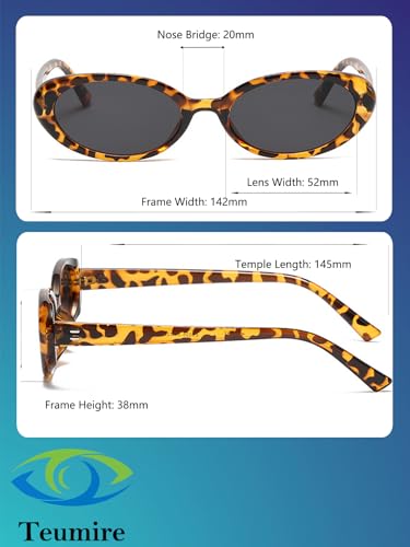 Image of Retro Oval Sunglasses for Women Men 90s Style Vintage Small Sun Glasses UV400 Protection Shades