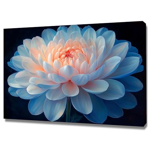 Tableau mural grand chrysanthème TERUEA pour habiller un grand mur de salon vide