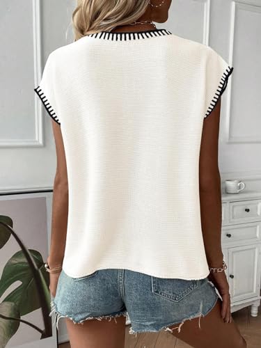 Women's Sleeveless Sweater Vest Casual V Neck Cap Sleeve Knit Pullover Tank Tops 2025 Spring Clothes3