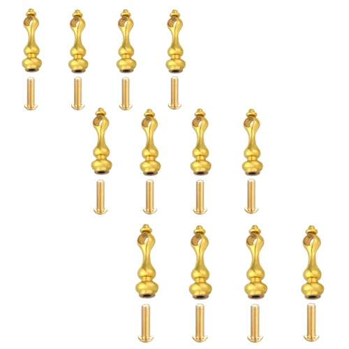 12 PCS Railing Bracket Spindles Furniture Connectors-Golden Iron Post End Caps for Glass Railing, Comes with Custom Screws and L-Shaped Wrenches to Easy Install