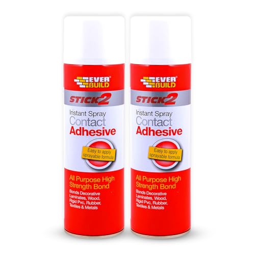 2x Stick2 All-Purpose High Bond Strength Contact Spray Adhesive 500ml – Strong Bond for Wood, Metal, Plastic, Leather & More