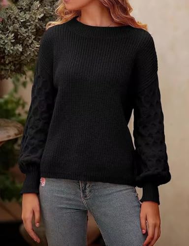 Kinghua Sweaters for Women Spring Fall Casual Crewneck Long Sleeve Ribbed Elegant Pullover Loose Fit Blouse Knit Sweater Tops2