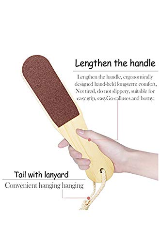 Image of Double Sided Wooden Foot Scrubber for Pedicure Combo (Pack of 2) for cracked heels | Dead Skin & Callus Remover | Pedicure Tool with Wooden Handle | Feet Scraper