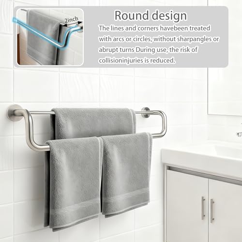Biuiuiu Double Towel Bar,Double Towel Racks for Bathroom,24 Inch Brushed Towel Holder, Bath Towel Rack for Bathroom Wall Mounted,Premium Brushed Stainless Steel, by Biuiuiu - Image 3