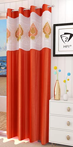 Image of LaVichitra Polyester Door Curtain with Designer Net (7ft, Rust) -1 Piece