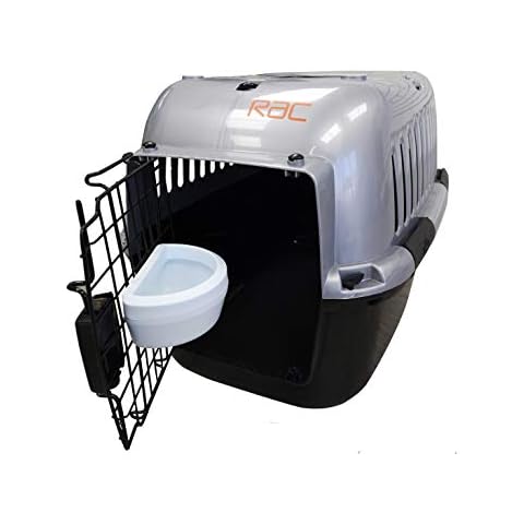 RAC Pet Dog/Cat Carrier Plastic Portable Transport Large Cage Black/Silver Cover