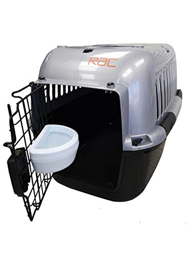 RAC Pet Carrier Plastic Portable Transport Large Cage Black/Silver