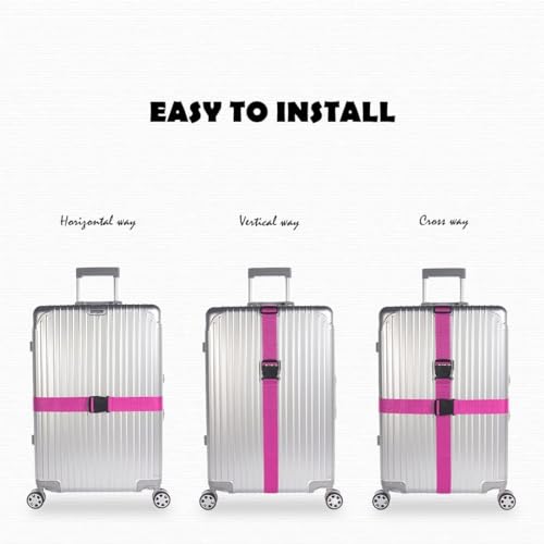 Image of Luggage Straps: Secure Your Belongings, Made Seat Belt Material Size 2 inch X6.5FT Color + 1 ADD A Baggage Belt(1 inchX20 inch Black) (Purple, 4 Pack)