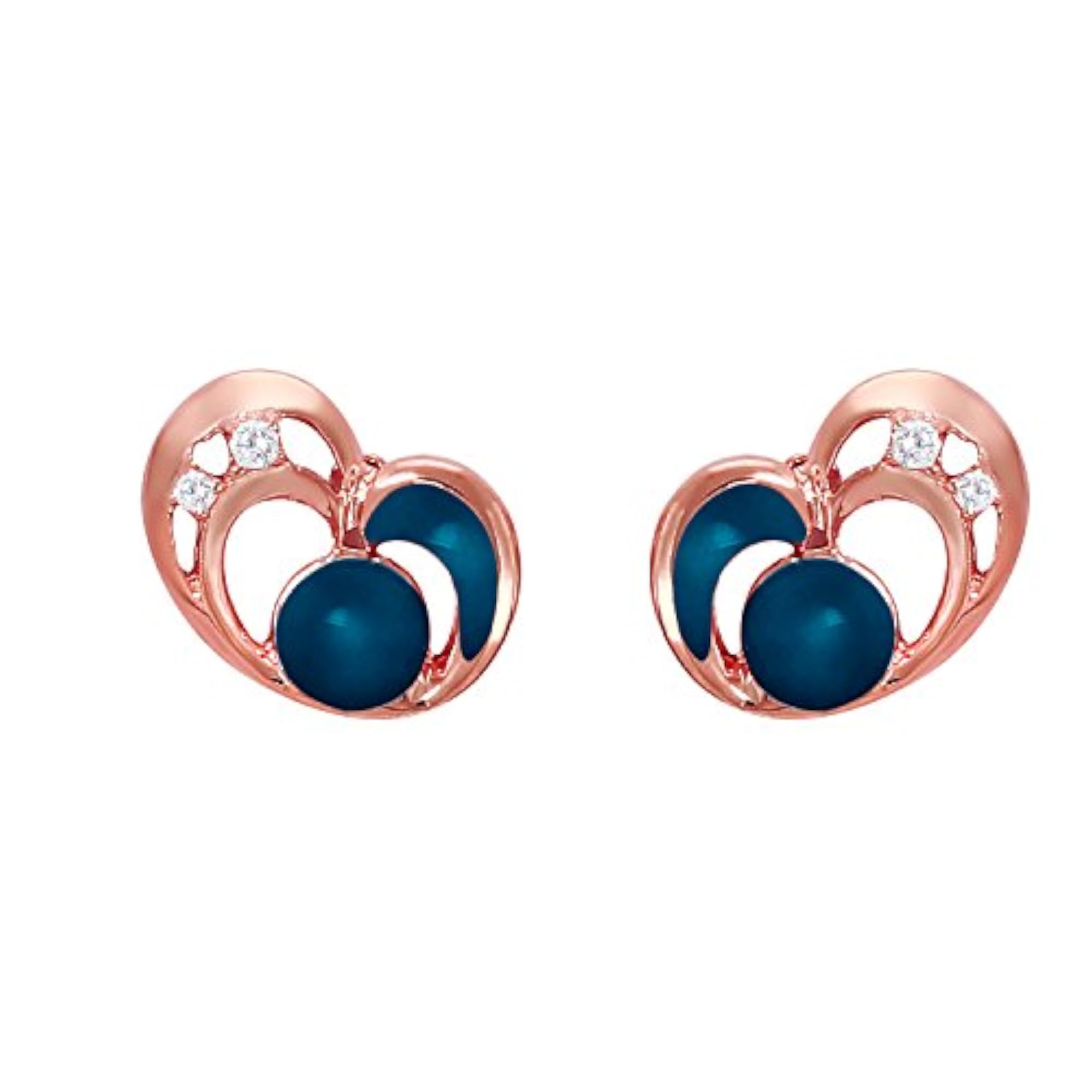 Women's CZ Heart Rose Plated Pendant Set with Ring, Elegant Gift