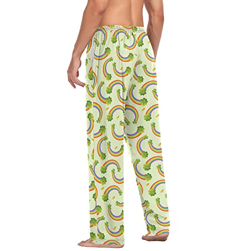 Wudan Bright Fairy Rainbows Lucky Green Shamrocks Men's Pajama Pants Lounge Pants Pajama Bottoms With Pockets S #TOP5