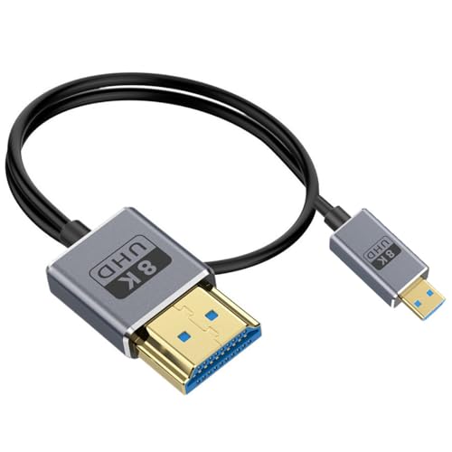 Câble micro HDMI vers HDMI 8K 60Hz 48Gbps ultra fin pour console PS5 Xbox One et écran PC HDR