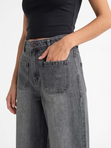 Image of Urbano Fashion Women's Mid Rise Wide-Leg Washed Jeans Non-Stretchable