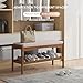 STDDRE Shoe Bench Entryway Bamboo 2-Tier Shoe Rack with Cushion Padded Seat Shoe Bench Organizer Stable for Entry, Hallway, Living Room, Bedroom, Closet (31.5 * 11.4 * 16.5IN, Brown-Beige)