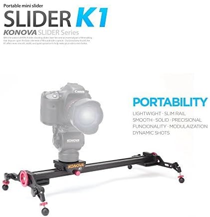Konova Portable Slider Dolly K1 80cm (31.5 Inch) Track Aluminum Light Weight for Camera, Gopro, Mobile Phone, DSLR, Payloads up to 33lbs (15kg) with Bag