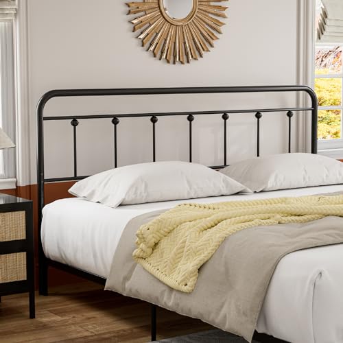 AOVSA Victorian Metal King Size Headboard, Adjustable Height, Curved Steel King Headboard Only, Easy...