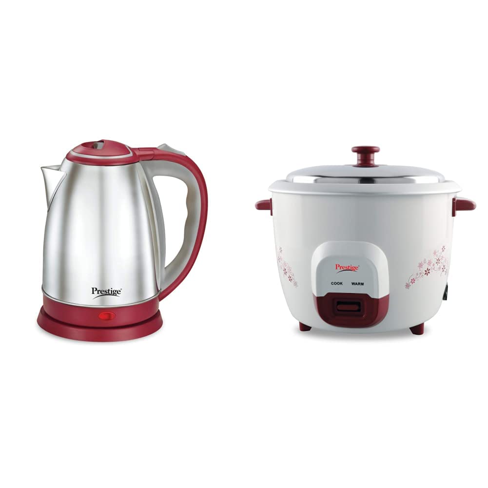 Prestige 1.5 Litre Kettle 1500-watts, Red + Prestige PRWO 1.5 Litre Red Colour Rice Cooker-image-39