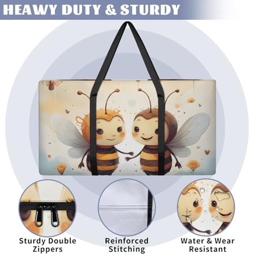 Cute Bee Extra Large Moving Bags Heavy Duty Storage Bags Abstract Bee Cloth Wrap Around Handles Double Zipper Reusable Convenient Foldable Storage Tote for Travel Camping Space Save3