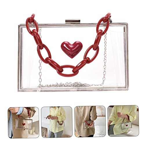 Pochette Soirée Transparent Acrylique Sac à Main Chaîne Métal