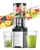 AMZCHEF Estrattore da 2 Litri con 126MM Aperta per Frutta e Verdura Intere - Estrattore con Due Coclee per Alimentazione e Masticazione Automatica per Mani Libere (Motore Silenzioso)