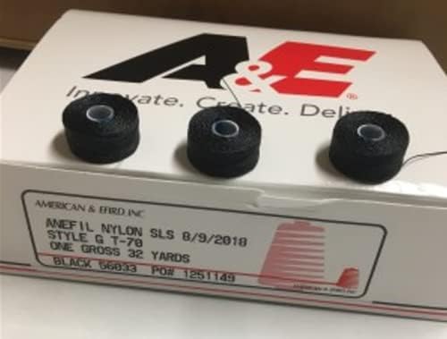 A&E LLC Bobbins Style "G" Black/White - 69 Nylon Tex 70 - Made in THE U.S.A (144 Pcs/Box, Black)
