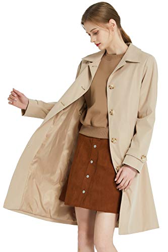 Orolay Women's Single Breasted Trench Coat Mid Long Classic Lapel Windproof Slim Outerwear Coats Khaki M #TOP3