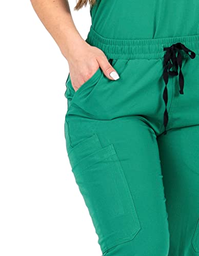 Image of Mim Jogger Scrub Pants for Women, Skinny Leg Joggers, Burgundy, Black, Navy Blue, Green