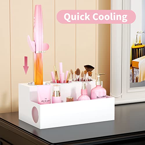 Niubee Hair Tool Organizer, White Acrylic Hair Dryer And Styling Holder, Bathroom Countertop Blow Dryer Holder, Vanity Caddy Storage Stand For Accessories, Makeup, Toiletries #TOP2