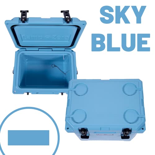 Camp-Zero 20L | 21.13 Quart Premium Cooler With 4 Molded-In Cup Holders & Folding Aluminum Handle | Thick Walled, Freezer Grade Cooler W/Secure Locking System & Tie Down Channels (Sky Blue) #TOP4