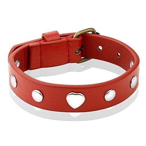 Imagen de TAPSI 's Cool Body Art® Unisex de pulsera piel en rojo con silberfarbener aplikation Longitud 241 mm ancho 7
