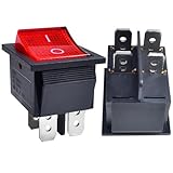 OURUI 2 Pcs Rocker Switch AC 20A 125V, 16A 250V DPST 4 Pins 2 Position On Off Red LED Light Snap in Toggle Switch for Car Boat Household Appliances