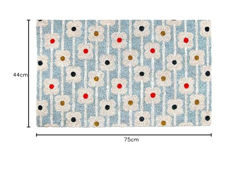 Image of Onlymat Natural Coir Doormat with Floral Printed, Floor Rug, Long Lating,Anti-Slip PVC Back for Indoor, Outdoor, Patio, Home and Office - Large and Thick Entryway Rug, Brown (75 x 45 x 1.5cm)