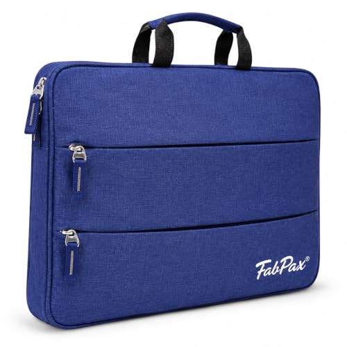 Fabpax Laptop Sleeve Bag with Handle & Dual Pockets, Protective Case for 13/14/15.6 Inch Laptop, Slim Cover for MacBook Dell HP Lenovo Asus Samsung Mi, Office Travel Organizer (Navy Blue, 15.6 Inch)