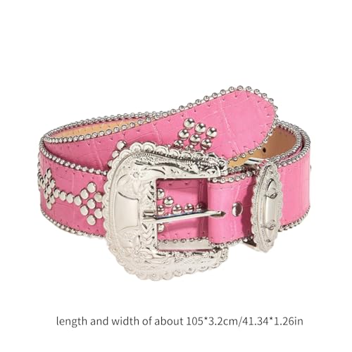 Eye Catching Waist Belt with Metal Rivet Adult Decorative PU Waist Belts for Women Coat Dress Wear Adjustable Length4