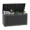 LAUSAINT HOME 320 Gallon Resin Deck Box, Package Delivery Box with Lockable Lid, Waterproof Outdoor Storage Box For Garden Tools, Patio Cushions(320 Gallon,Black)